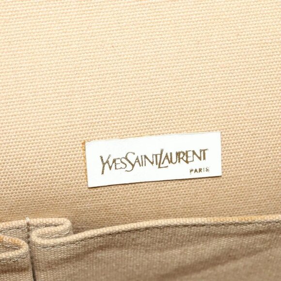 SAINT LAURENT Shoulder Bag Canvas Leather Khaki Auth - Picture 10 of 16